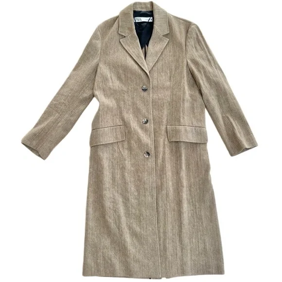 NWOT Zara Rustic Brown Linen Cotton Fall/Winter Trench Coat - Size XS - Picture 7 of 16